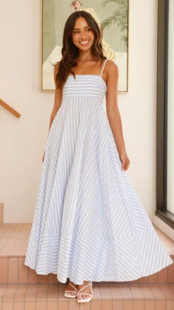 Kaethe Maxi Dress - Baby Blue Stripe