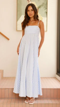 Kaethe Maxi Dress - Baby Blue Stripe