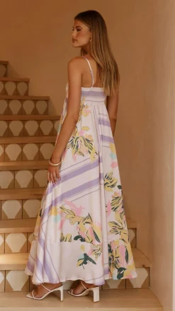 Kaethe Maxi Dress - Beige/Lilac