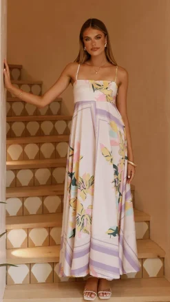 Kaethe Maxi Dress - Beige/Lilac