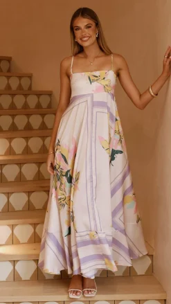 Kaethe Maxi Dress - Beige/Lilac