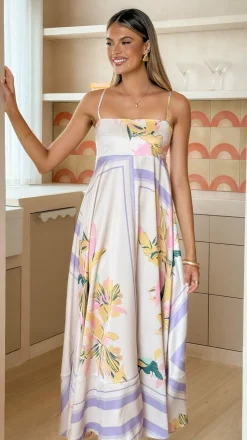 Kaethe Maxi Dress - Beige/Lilac