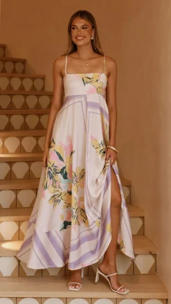 Kaethe Maxi Dress - Beige/Lilac