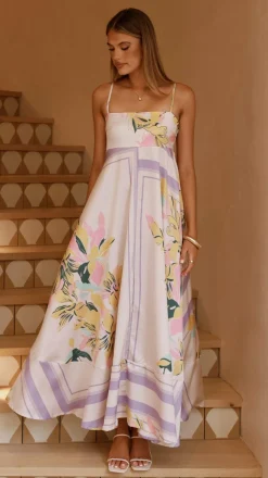 Kaethe Maxi Dress - Beige/Lilac