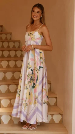 Kaethe Maxi Dress - Beige/Lilac