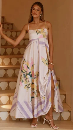 Kaethe Maxi Dress - Beige/Lilac