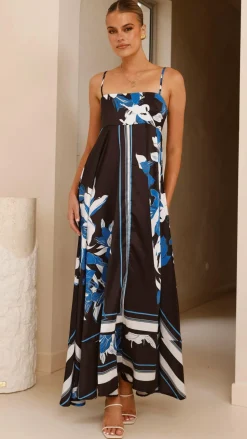Kaethe Maxi Dress - Black/Blue