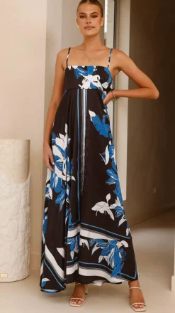 Kaethe Maxi Dress - Black/Blue