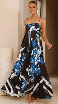 Kaethe Maxi Dress - Black/Blue