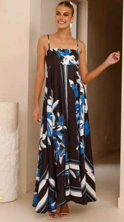 Kaethe Maxi Dress - Black/Blue