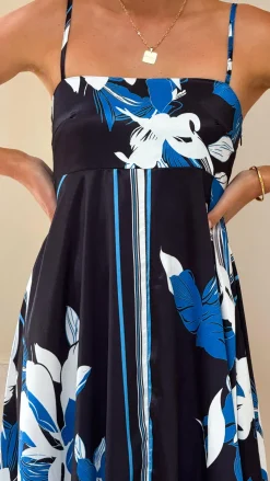 Kaethe Maxi Dress - Black/Blue