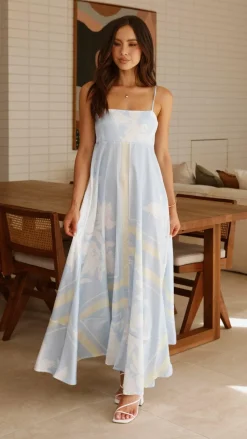 Kaethe Maxi Dress - Blue/Yellow
