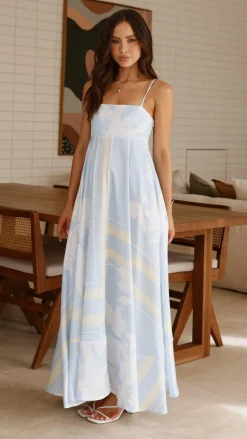 Kaethe Maxi Dress - Blue/Yellow