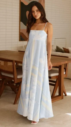 Kaethe Maxi Dress - Blue/Yellow