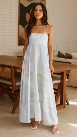 Kaethe Maxi Dress - Blue/Yellow