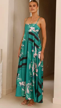 Kaethe Maxi Dress - Green/Pink