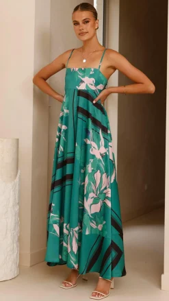 Kaethe Maxi Dress - Green/Pink