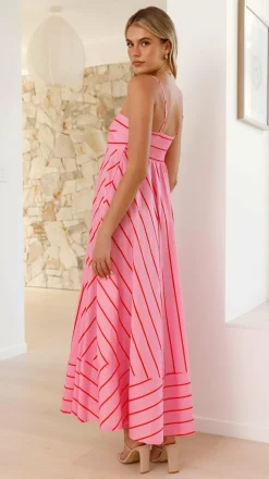 Kaethe Maxi Dress - Pink / Red Stripe