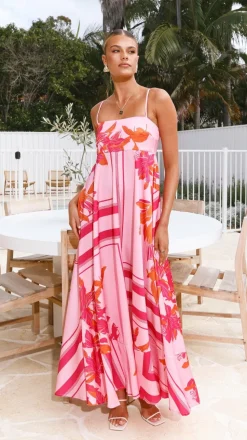 Kaethe Maxi Dress - Pink/Orange