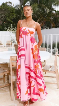 Kaethe Maxi Dress - Pink/Orange