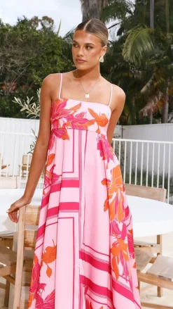 Kaethe Maxi Dress - Pink/Orange