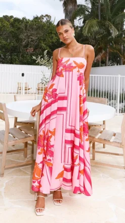 Kaethe Maxi Dress - Pink/Orange