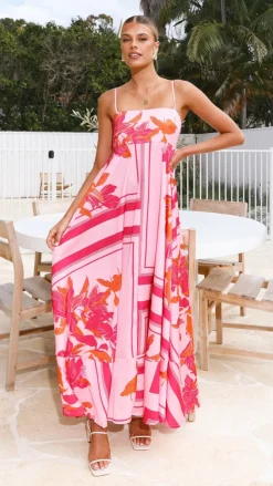 Kaethe Maxi Dress - Pink/Orange