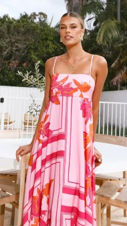 Kaethe Maxi Dress - Pink/Orange