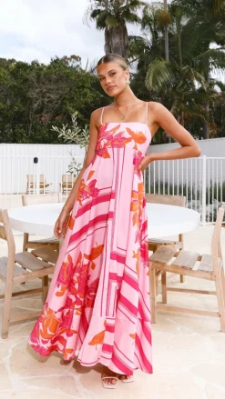 Kaethe Maxi Dress - Pink/Orange