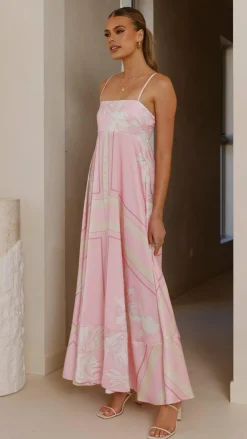 Kaethe Maxi Dress - Pink/White