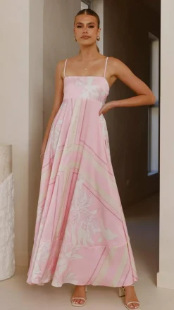 Kaethe Maxi Dress - Pink/White