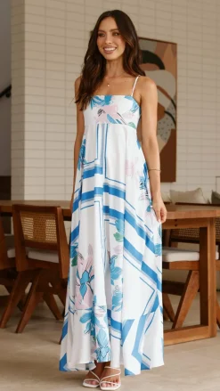 Kaethe Maxi Dress - White/Blue