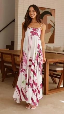 Kaethe Maxi Dress - White/Pink