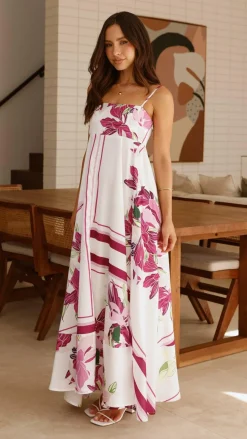 Kaethe Maxi Dress - White/Pink