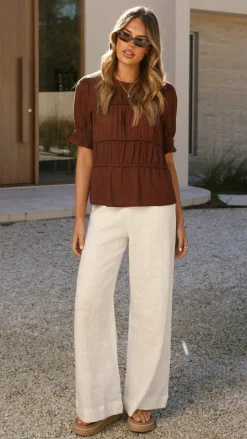 Kai Short Sleeve Top - Brown