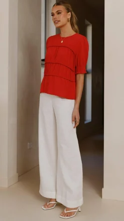 Kai Short Sleeve Top - Red