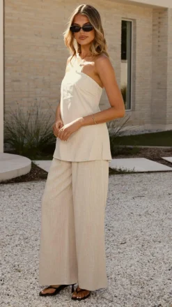 Kailani Strapless Top and Pants Set - Oat