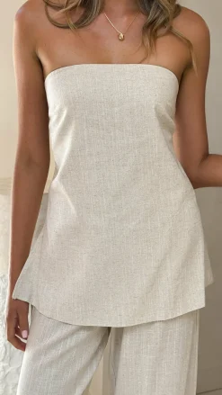 Kailani Strapless Top and Pants Set - Oat