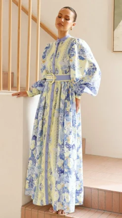 Kalliope Maxi Dress - Blue/Yellow