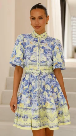 Kalliope Mini Dress - Blue/Yellow