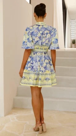 Kalliope Mini Dress - Blue/Yellow