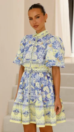 Kalliope Mini Dress - Blue/Yellow