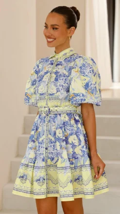 Kalliope Mini Dress - Blue/Yellow