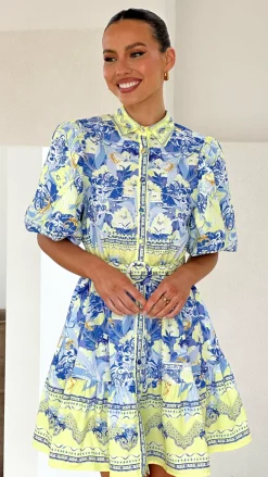 Kalliope Mini Dress - Blue/Yellow