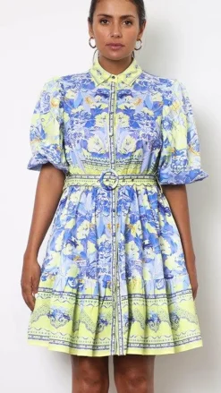 Kalliope Mini Dress - Blue/Yellow