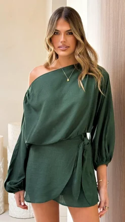 Katara Off Shoulder Top - Emerald Green