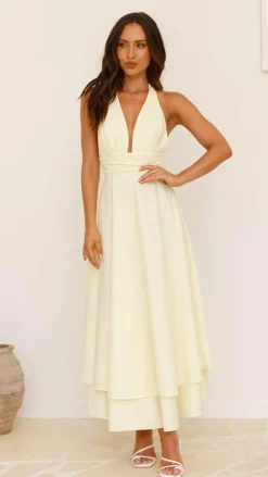 Kathy Halter Neck Maxi Dress - Lemon