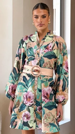 Katy Mini Dress - Mocha Rose