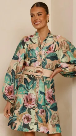 Katy Mini Dress - Mocha Rose