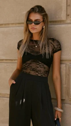 Kaylee Lace Top - Black